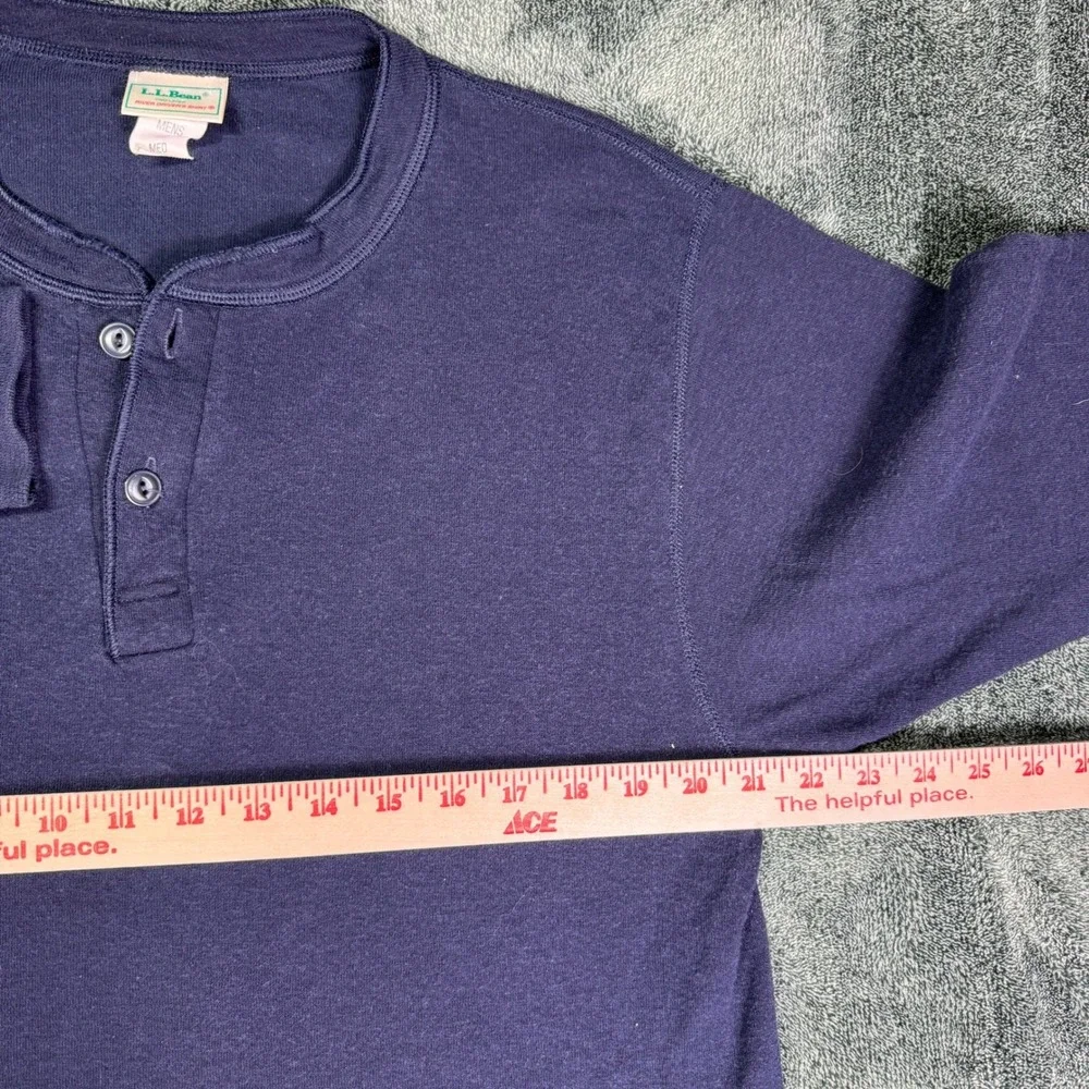 Vintage L.L. Bean River Driver Shirt Mens Medium Made in USA Navy Wool Henley